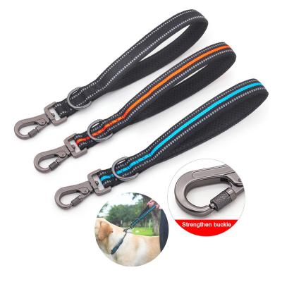 China Reflective Nylon Pet Traction Outdoor Walking Jogging Rope Dogs Short Lead With Rise Alloy Lock for sale