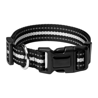 China Reflective Heavy Duty Nylon Webbing Quick Release Buckle Plastic Dog Collar for sale