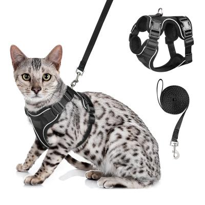 China Thoughtful Mesh Plastic Buckles Escape Proof Cat Vest Harness And Nylon Leash Set for sale