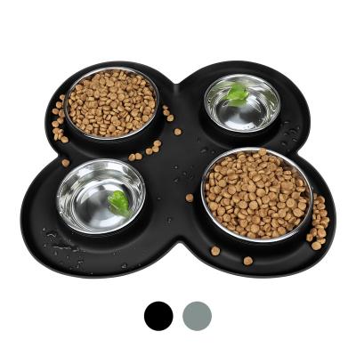 China Silp Non-automatic Collapsible Anti Dog Cat Pet Four Stainless Steel Anti Dog Rolls With Silicone Mat for sale