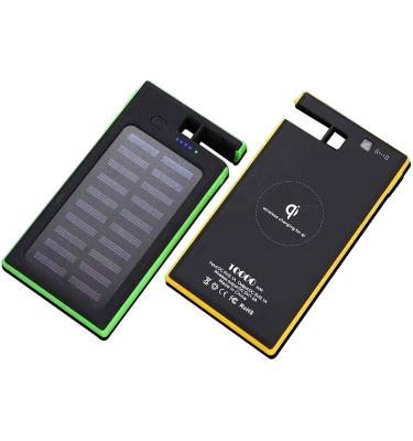 China OEM Portable Indoor Outdoor Charging Power Bank 10000mah Powerbank Mini Qi Wireless Slim Power Bank Wireless Solar Power Bank for sale