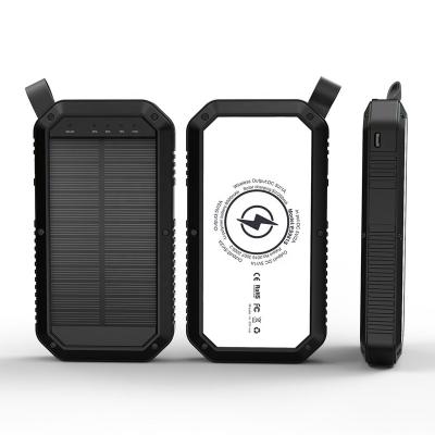 China Wireless Charger Solar Power Bank Qi Solar Power Bank 10000mAh With Led Light Portable Universal Radio Solar Power Bank 10000mAh for sale