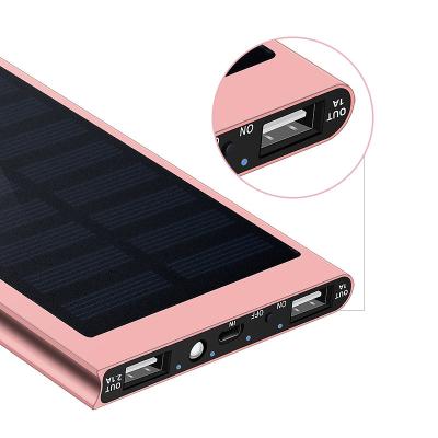 China Solar Power Bank Solar Power Bank 20000mah Dual USB Li-polymer Solar Battery Charger Powerbank Travel For All Phone for sale