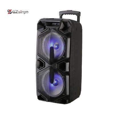 China Wireless Powerful Dual 10 Inch Outdoor DJ Karaoke Cart Speaker With Wireless MIC for sale