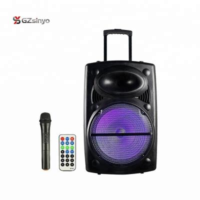 China 15inch Home Party Wireless Rechargeable Portable BT Speaker With Wireless MIC for sale