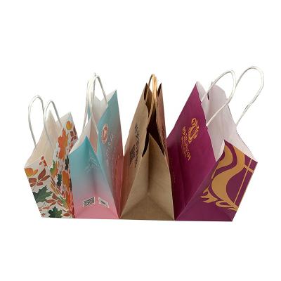 China Support OEM ODM Recyclable Service Custom Size Wholesale Recyclable Gift Kraft Paper Bag With Handles for sale