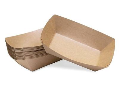 China Disposable Custom Food Grade Potato Chips Container Kraft Disposable Paper Container Ship Quick Tray for sale