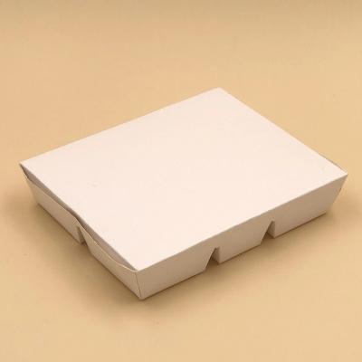 China Biodegradable Hot Sale White Cardboard Luxury Custom Logo Food Takeaway Paper Lunch Box With Lid for sale