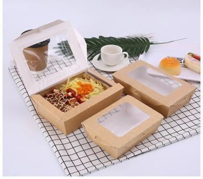 China Biodegradable Paper Biodegradable Salad Packaging Food Grade Fruit Sushi Package Container Take Out Box for sale