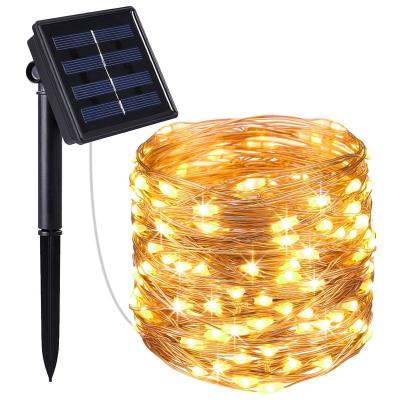 China Outdoor Holiday Light 100 Led Solar Powered Fairy Lights With 8 Modes Decoration Waterproof Copper Wire Lights For Patio Yard Trees Christmas Wedding for sale