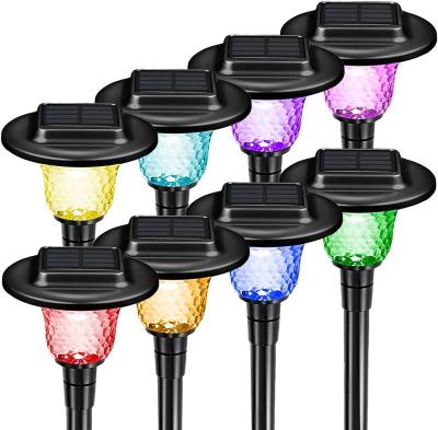 China LANDSCAPE Auto RGB Color Changing And Warm White Glass Landscape Lights , Garden Lights Solar Powered Waterproof For Lawn Driveway for sale