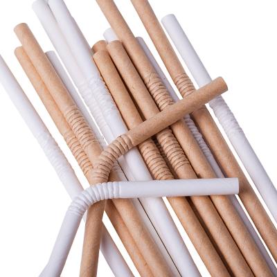 China Disposable Flexible Bending Free Bendable U-Shaped Paper Straws Disposable / Eco-friendly Food Grade Paper Drinking Straw Dye Free for sale