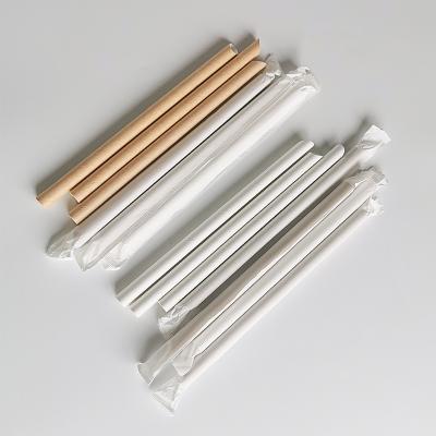 China Brown Eco Friendly Biodegradable Disposable Natural Wrapping Paper Individually Wrapped 12mm Boba Bubble Tea Paper Straw for sale