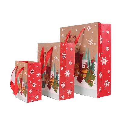 China Recyclable Wholesale Customized Christmas Kraft Paper Bags Gift Craft Craft Paper Bag With Logo Print for sale