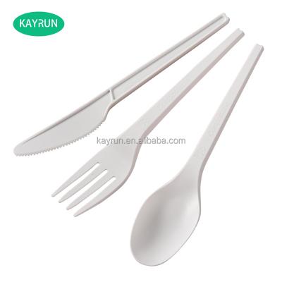 China Eco-Friendly Biodegradable Biodegradable Fork Spoon Knife PLA Cutlery Cornstarch Disposable Dinnerware Set for sale