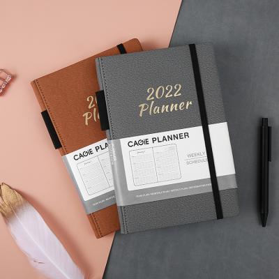 China Hard Cover Book 12 Month Leather Elastic Band Cover 2022 Custom Agenda A5 Calendar Planner Eco-Friendly Safety for sale