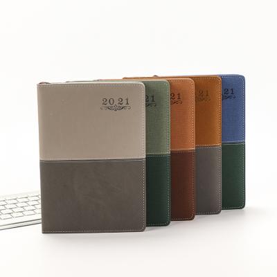 China Hardcover 2021 Arabic English-Spanish PU Leather Business Journal Planner Customized Logo Splicing Support for sale