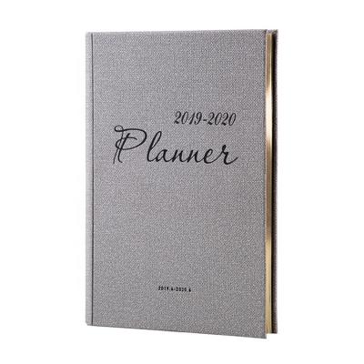 China Custom Leather Planner Monthly Weekly Professional Hardcover Leather Planner Agenda Diary Notebook With Gold Edge for sale