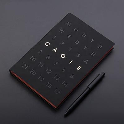 China Unique Design Softcover Branded Craft Color Edge Custom Soft Cover Notebook Black PU Leather Journal Notebook for sale