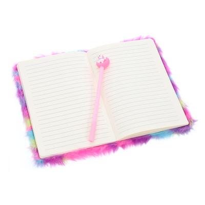 China Gift Personalized Cute Unicorn Plush Soft Fluffy Notebook For Kid Girl for sale