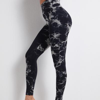 China Breathable yoga pants women tie-dye printing high-waist hip-lifting sports running fitness pants plus size leggings for sale