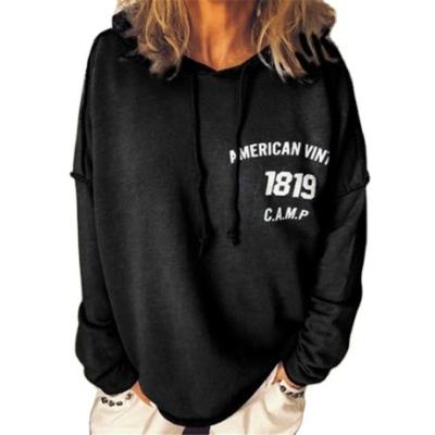 China 2020 Waterproof New Casual Letter Print Long Sleeve Loose Oversized Women's Hoodie for sale