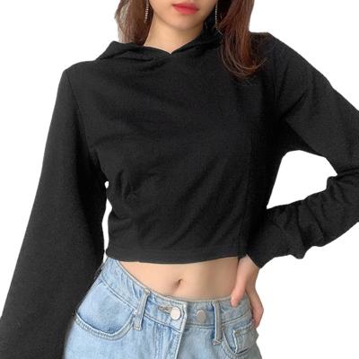 China Top Sales Women Sustainable High Quality Soft Backless Bandage Custom Crop Top Hoodies For Women for sale