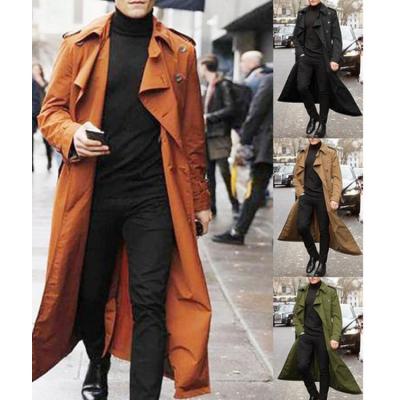 China 2021 European and American men's long trench coat fashion casual men's anti-wrinkle trench coat for sale