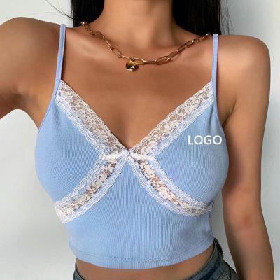 China Sexy Lace Anti-Pilling Quilting Women Crop Top Sling Bottoming Female Vest Camisoles Ladies Beach Crop Top Sleeveless Cut Out Low Top for sale