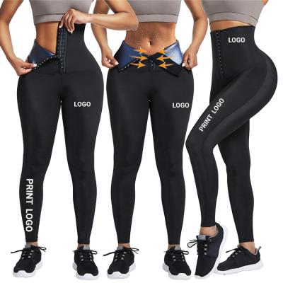 China Custom Viable Logo Women Fitness Neoprene Sauna Sweat Pants Lose Weight Tummy Control Waist Trainer Corset Leggings for sale