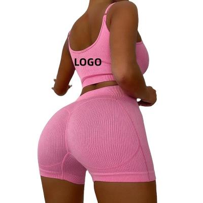 China 2021 Summer Breathable Fashionable Sexy Outfits For Women Ladies Letter Shorts Tank Tops Ribbed Joggers Two Piece Sets For Women for sale