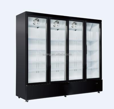 China Hotel SUILING 1850L Four Doors Straight Beverage Doors Refrigerator Cooler Glass Display Showcase Without Light Box LG-1800M4/WP for sale