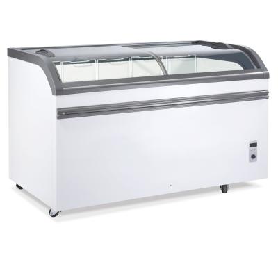 China SUILING 468L Single-temperature Curved Sliding Glass Door Chest Ice Cream Freezer WD4-538 for sale