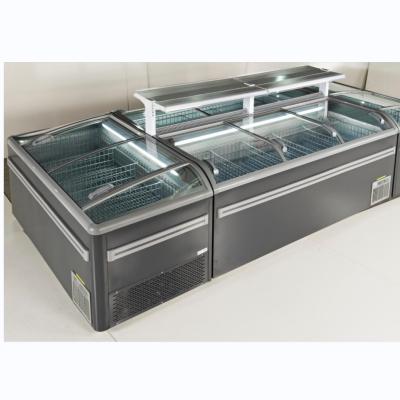 China Hotel SUILING 900L AUTO-DEFROST 3 Doors Curved Combine Glass Supermarket Freezer Chest Island Door Hot Sale WD4-888 for sale