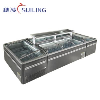 China Large Capacity Auto Defrost Supermarket Island Freezer With Sliding Glass Doors Feature Refrigerator Chest Freezer Deep Freezer for sale