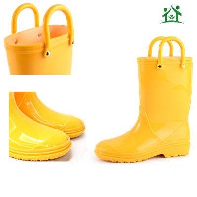 China Wholesale Fashion Trend Solid Color PVC Shoes Waterproof Unisex Kids Rain Boots With Easy On Grips for sale