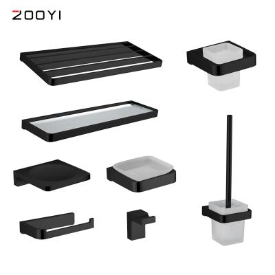 China ZOOYI Hot Selling Commercial Heater Matt-Black Bathroom Accessories Set Stainless Steel For Hotel Public Restroom for sale