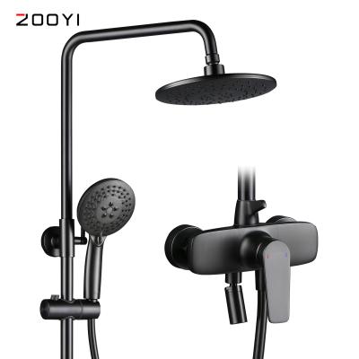 China ZOOYI Faucets Manufacturer Multifunctional Hot Water Mixer Wall Mount Metered Sweep-Gray Bathroom Shower Set for sale