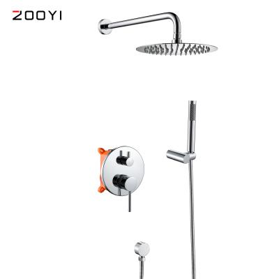 China ZOOYI New Modern Design Two Way Copper Concealed Shower Taps Mixing Valve Chrome Shower Sets Faucet for sale