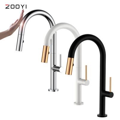 Китай Modern Sense Faucets ZOOYI Kitchen Faucet 3 Brass Colors Pull Down Automatic Sensor Kitchen Faucets продается