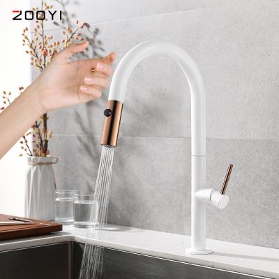 중국 Brass Sense Faucets ZOOYI Faucet Hot And Cold Sensor Pull Out Kitchen Faucet Sink With Touchless Sensor 판매용