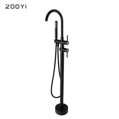 China ZOOYI Slide Bar Free Around Bathtub Shower Faucet Free Standing Hot And Cold Two-Handle Faucet for sale