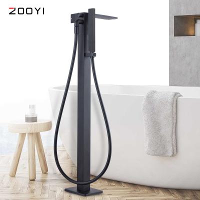 China Without Slide Bar ZOOYI Brass Free Standing Waterfall Bathtub Shower Faucet Set Bathroom Faucet for sale