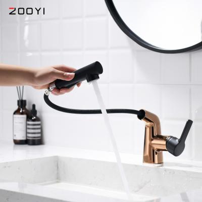 Cina Designer Metered Faucets ZOOYI Deck Mounted Single Handle Rose Gold Bathroom Lower Basin Mixer Tap in vendita