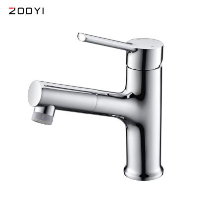 China Modern Metered Faucets ZOOYI Factory Supplier Chrome Face Pull Out Brass Hot And Cold Wash Bathroom Basin Faucet en venta