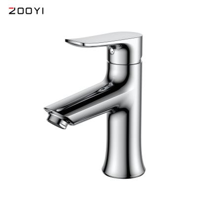 China ZOOYI Cheap Metered Faucets Toilet Chrome Basin Sink Mixer Tap Modern Small Lever Basin Faucet Bathroom for sale