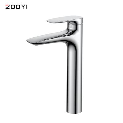 China ZOOYI Faucets Brass Single Hole Chrome Bathroom Mixer Tap Basin Sink Faucet High Metered With 500000 Times Opening Ceramic Cartridge en venta