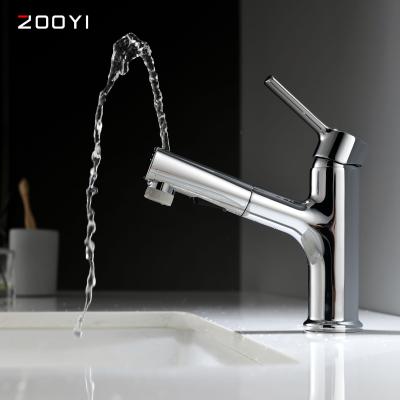 China New Design Bathroom Faucets ZOOYI Gargle Face Brass Water Spout Metered Pull Out Basin Faucet ZOOYI Te koop