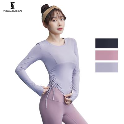 China Breathable Top Women Workout Yoga Tops Yoga Crop Tops Sports Long Sleeve Gym Shirts Gym Fitness Sets for sale