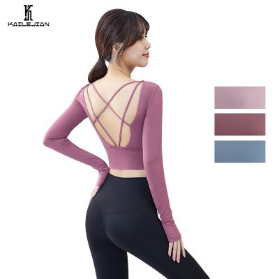 China Breathable Women's Long Sleeve Yoga Top Running Sports Fitness Workout Cultivated Yoga Culture Tops Gym Fitness Sets for sale